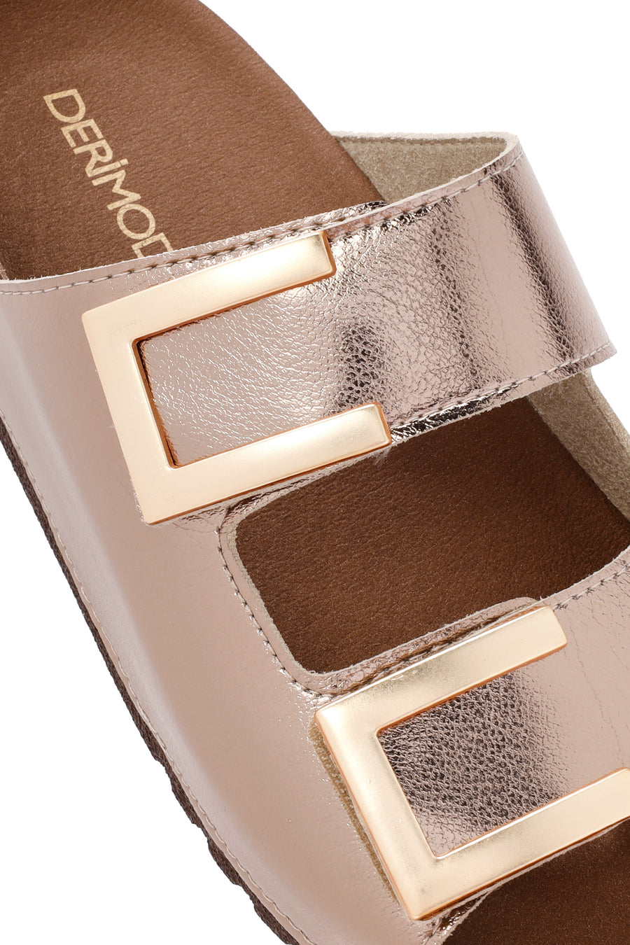 Women's Bronze Double Buckle Comfort Slippers
