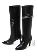 Women's Black Leather Heeled Boots | Derimod