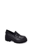 Kadın Siyah Kalın Topuklu Deri Maskülen Loafer | Derimod