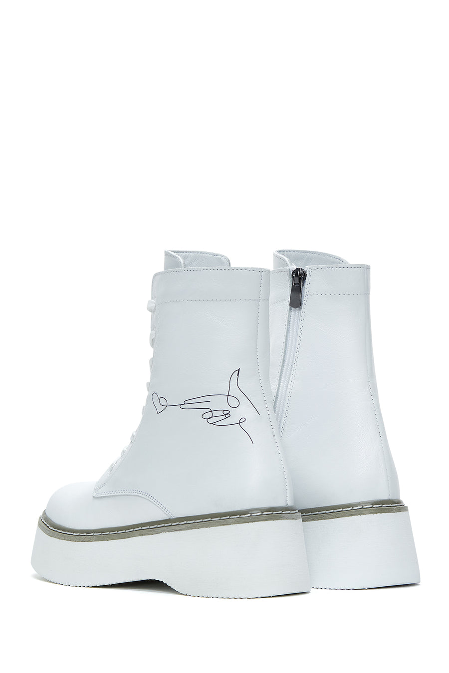 Women's Leather Wedge Heel Boots