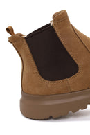 Male Camel Thick-Soled Suede Chelsea Boots | Derimod