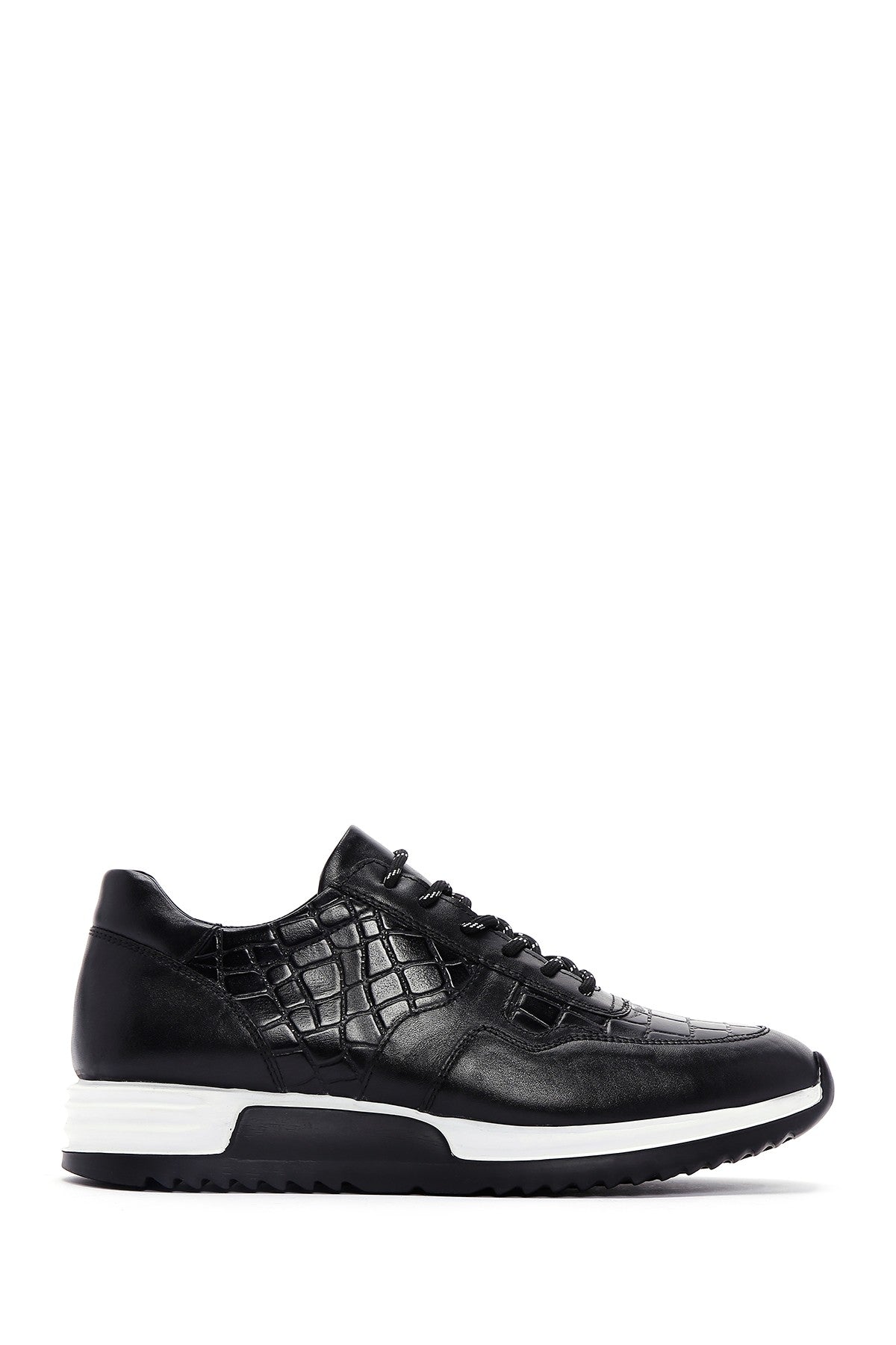 Erkek Siyah Bağcıklı Deri Sneaker 25SFD640014 | Derimod