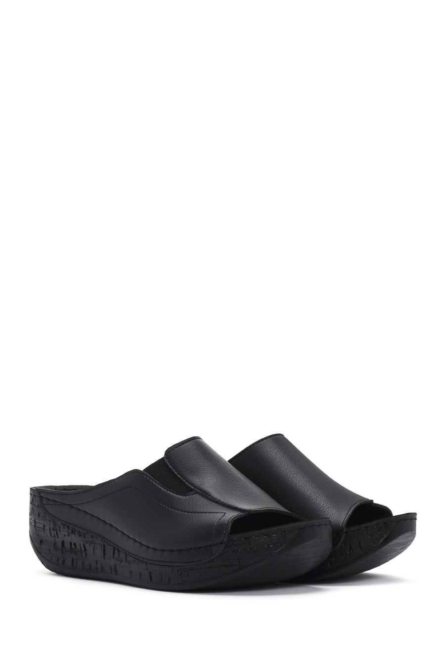 Women's Black Thick Soled Comfort Slippers