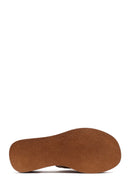 Woman Beige Thick Sole Leather Comfort Slippers | Derimod