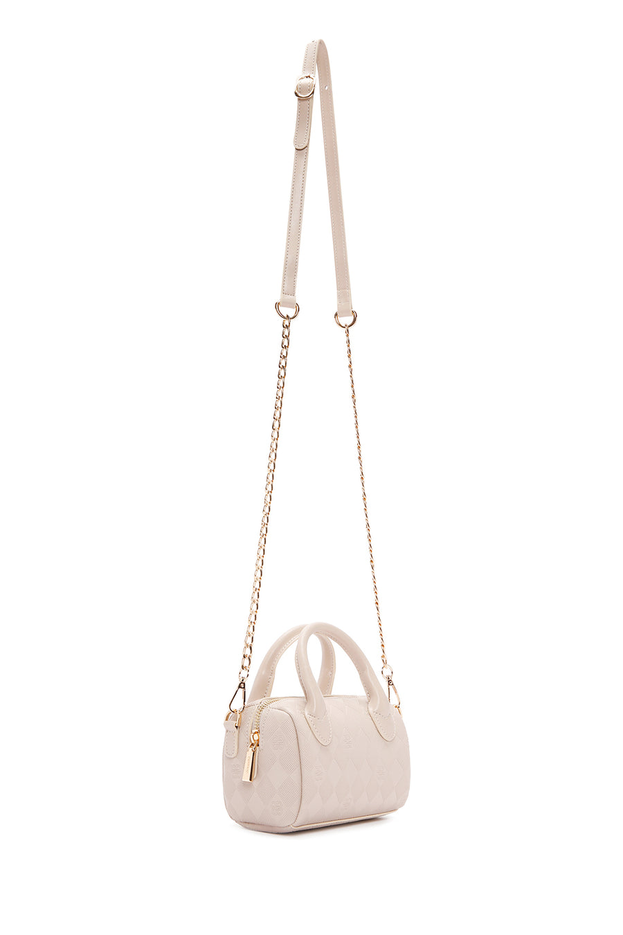 Women's Cream Long Strap Printed Mini Crossbody Bag