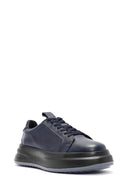 Men's Navy Blue Lace-Up Leather Sneaker | Derimod