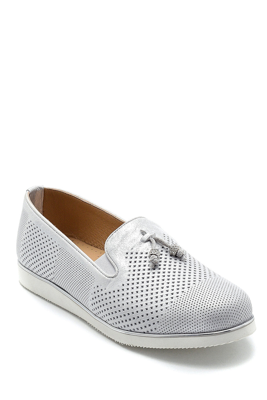 Women's Leather Glitter Detailed Loafer