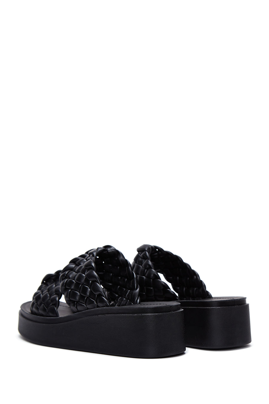 Women's Black Braided Thick Soled Slippers