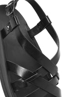 Women's Black Thick-Soled Metallic Sandals | Derimod