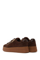 Woman Brown Lace-Up Thick-Soled Suede Leather Sneaker | Derimod