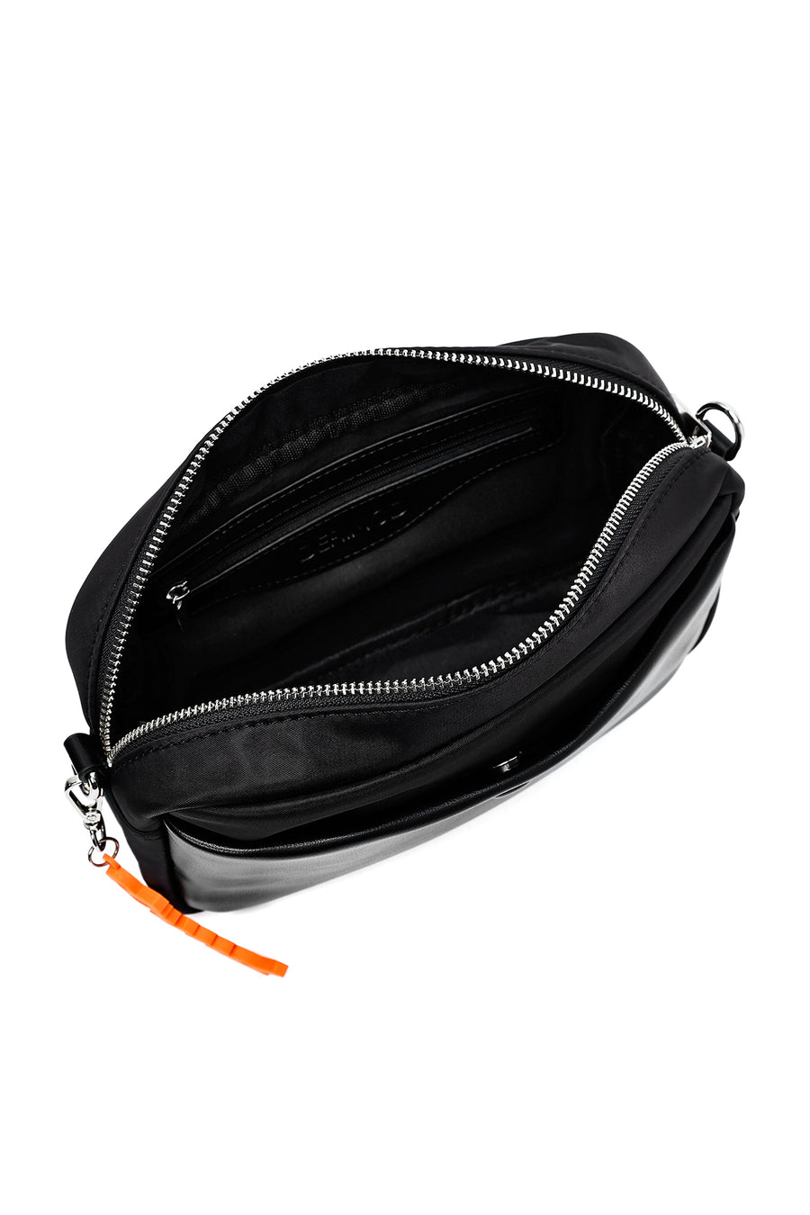 Women's Black Crossbody Bag with Accessory Detail