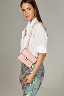 Pink Women's Crossbody Bag with Staple Detail | Derimod