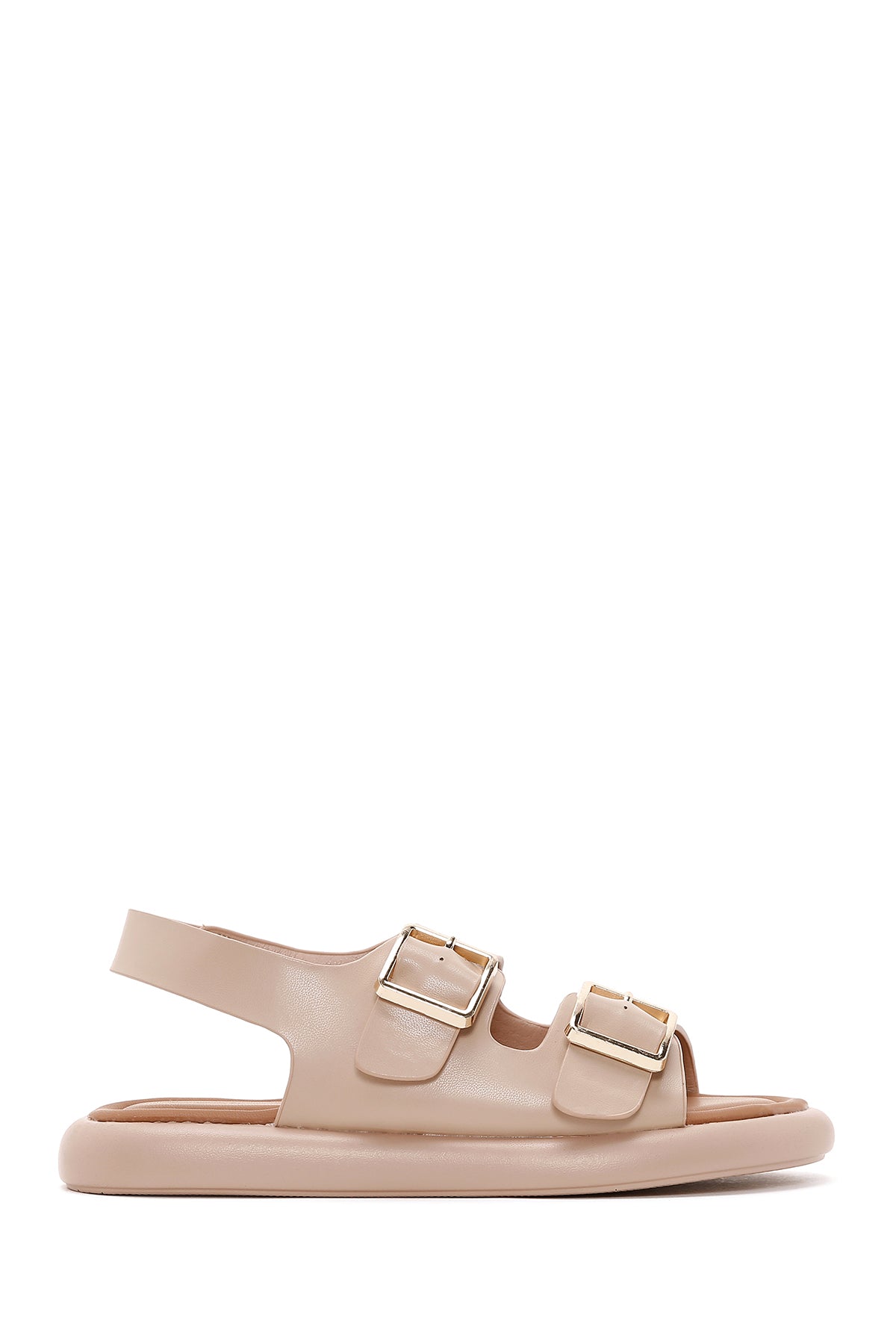 Women's Beige Double Buckle Comfort Sandals 23SFE472018 | Derimod