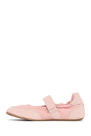 Women's Powder Pink Strapped Leather Sport Ballet Flats | Derimod