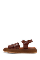 Woman Brown Buckled Thick-Soled Leather Sandal | Derimod