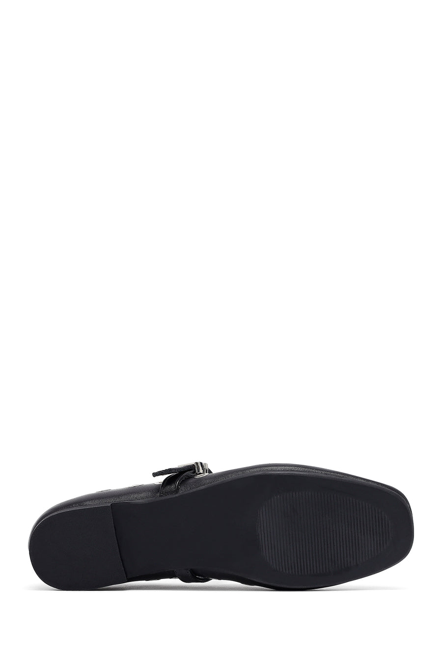 Woman Black Buckle Leather Babet