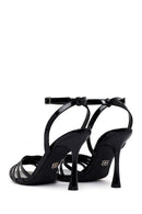 Woman Black Ankle-Buckle Thin High-Heel Patent Leather Sandal | Derimod