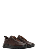 Men's Brown Lace-Up Thick-Soled Leather Casual Sneaker | Derimod