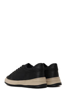 Erkek Siyah Bağcıklı Kalın Tabanlı Deri Sneaker | Derimod