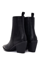 Woman Black Chunky-Heeled Leather Chelsea Boots | Derimod