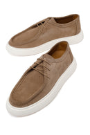 Male Beige Lace-Up Thick-Soled Suede Casual Shoes | Derimod