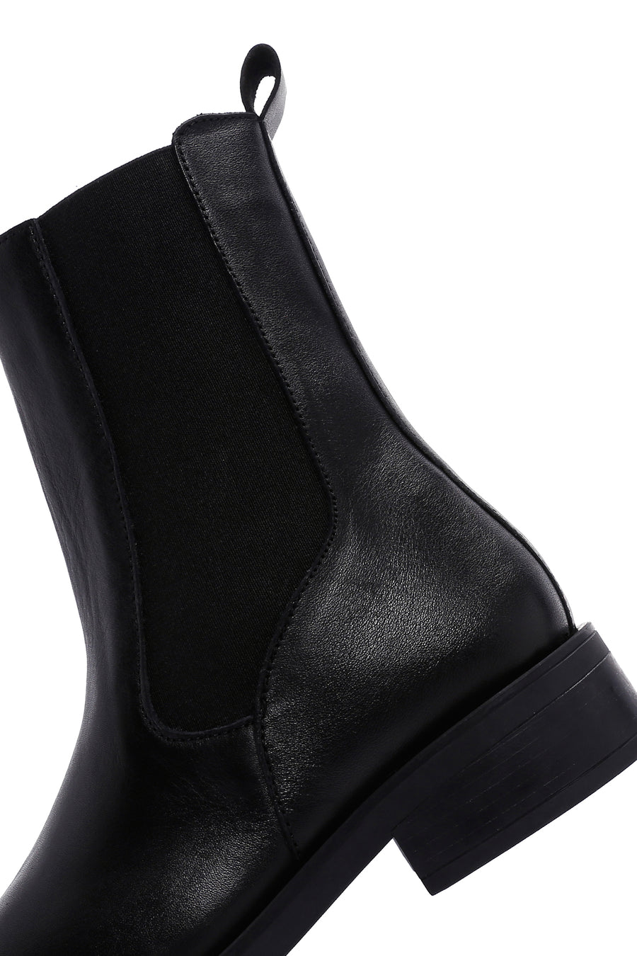 Women's Black Leather Zippered Chelsea Boots
