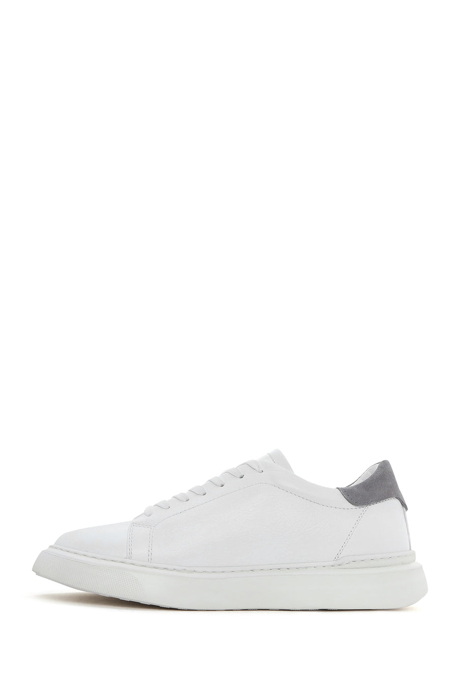 Erkek Beyaz Bağcıklı Deri Sneaker