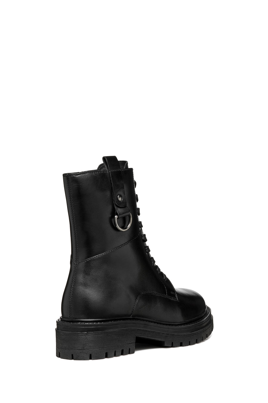 Geox Women's Black Iridea Lace-Up Leather Combat Boots