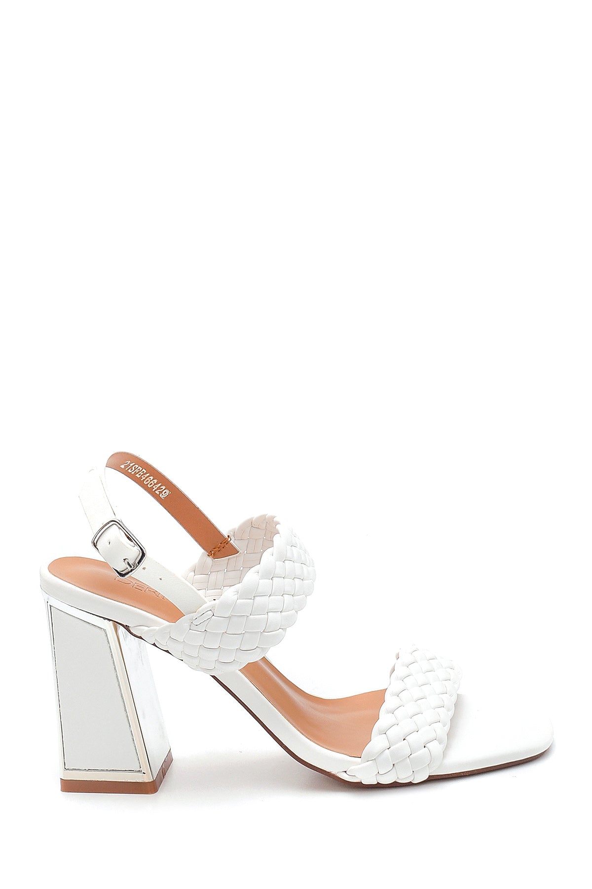 Women's Knitted Detailed Thick Heeled Sandals 21SFE466429 | Derimod