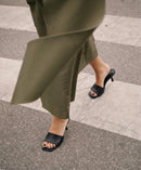 Women's Black Short Thin Heeled Slippers | Derimod
