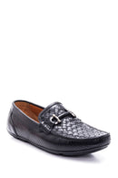 Men's Black Leather Braided Casual Loafer | Derimod