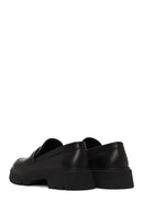 Woman Black Thick-Soled Leather Masculine Loafer | Derimod