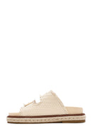 Women's Beige Thick Soled Metallic Slippers | Derimod