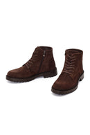 Male Brown Zip Closure Suede Boots | Derimod