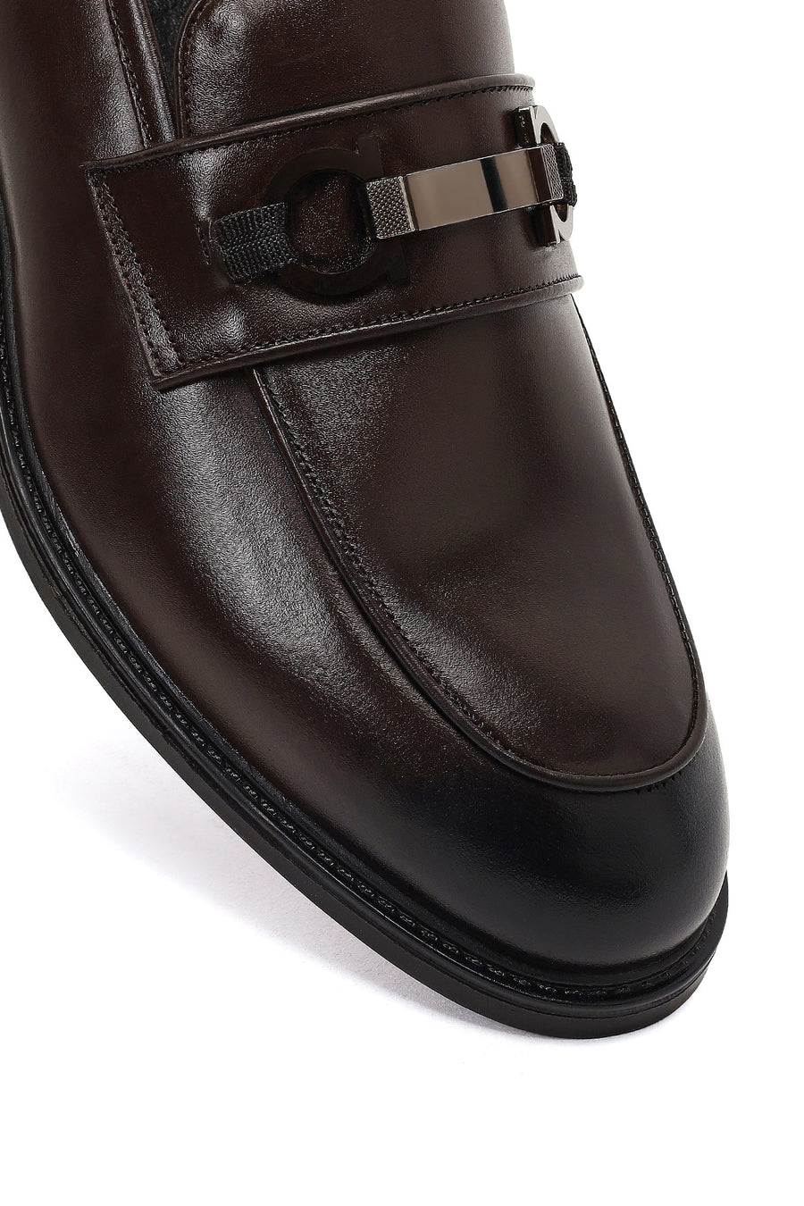 Men Brown Buckled Leather Loafer