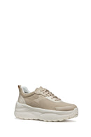 Geox Women's Beige D Xtors D - Mesh + Geobuck Lace-Up Chunky Sole Sneakers | Derimod