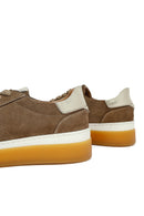 Kadın Bej Bağcıklı Süet Deri Sneaker | Derimod