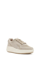 Derimod Zero Women's Beige Laced Thick Soled Fabric Sneakers | Derimod