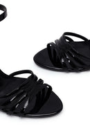 Woman Black Ankle-Buckle Thin High-Heel Patent Leather Sandal | Derimod