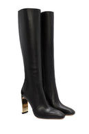 Women's Black Zippered Thick Heel Leather Boots | Derimod
