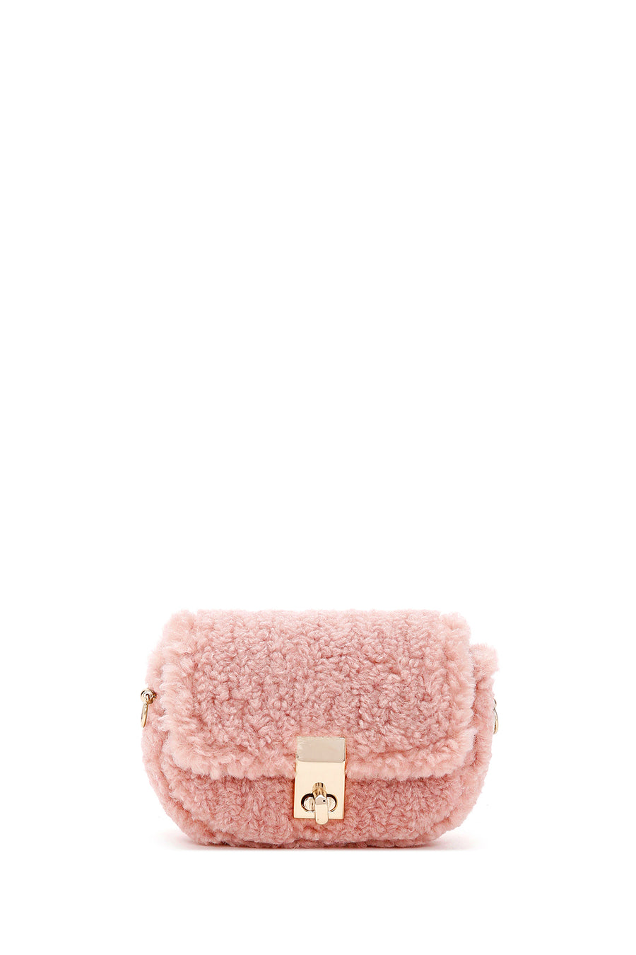 Women's Pink Plush Mini Crossbody Bag
