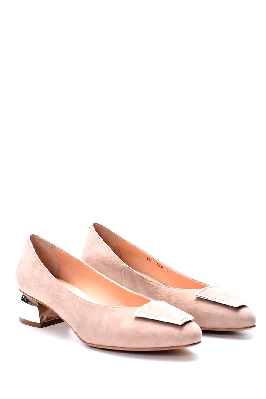 Women's Suede Metal Heel Detailed Shoes