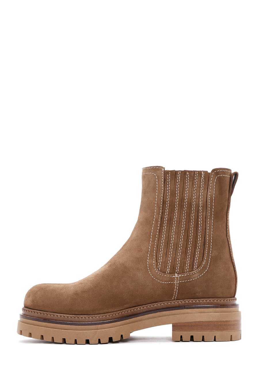 Woman Tan Suede Leather Chelsea Bot