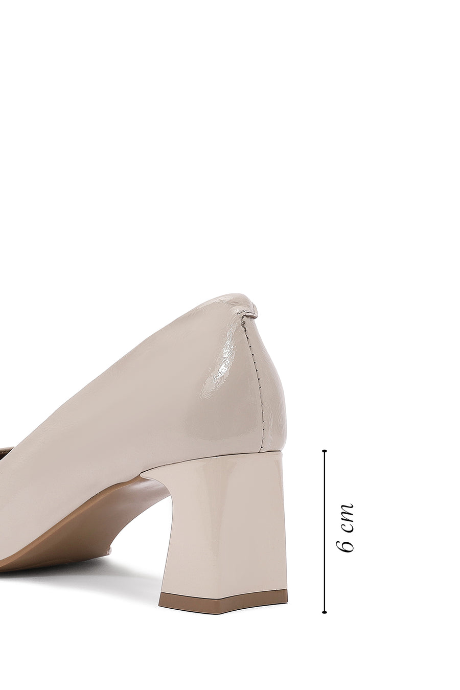 Women's Beige Low Heel Patent Leather Stiletto