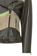 Madonna Women's Green Double Breasted Leather Jacket | Derimod