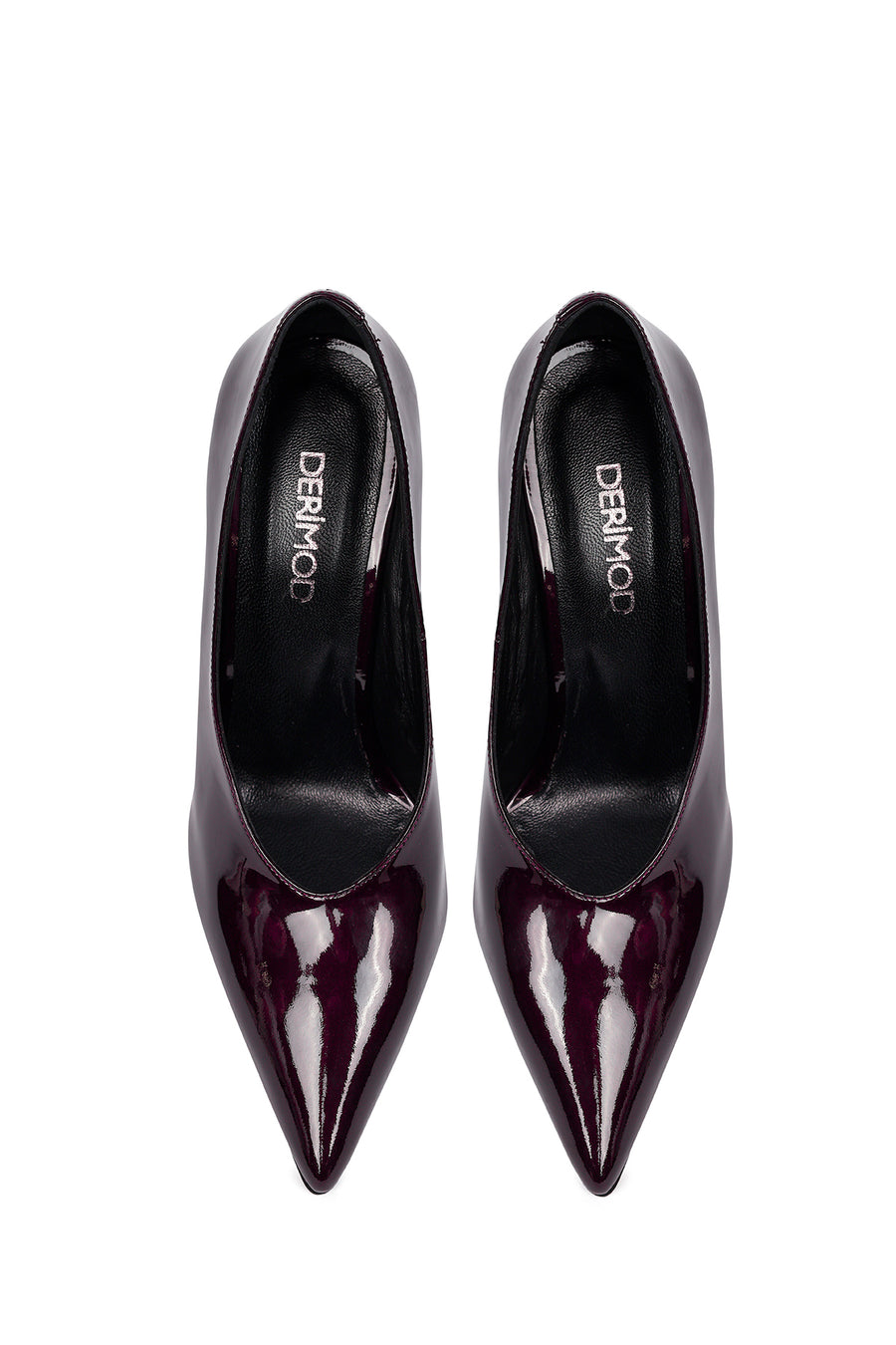 Women's Burgundy Thin Heeled Patent Leather Stiletto