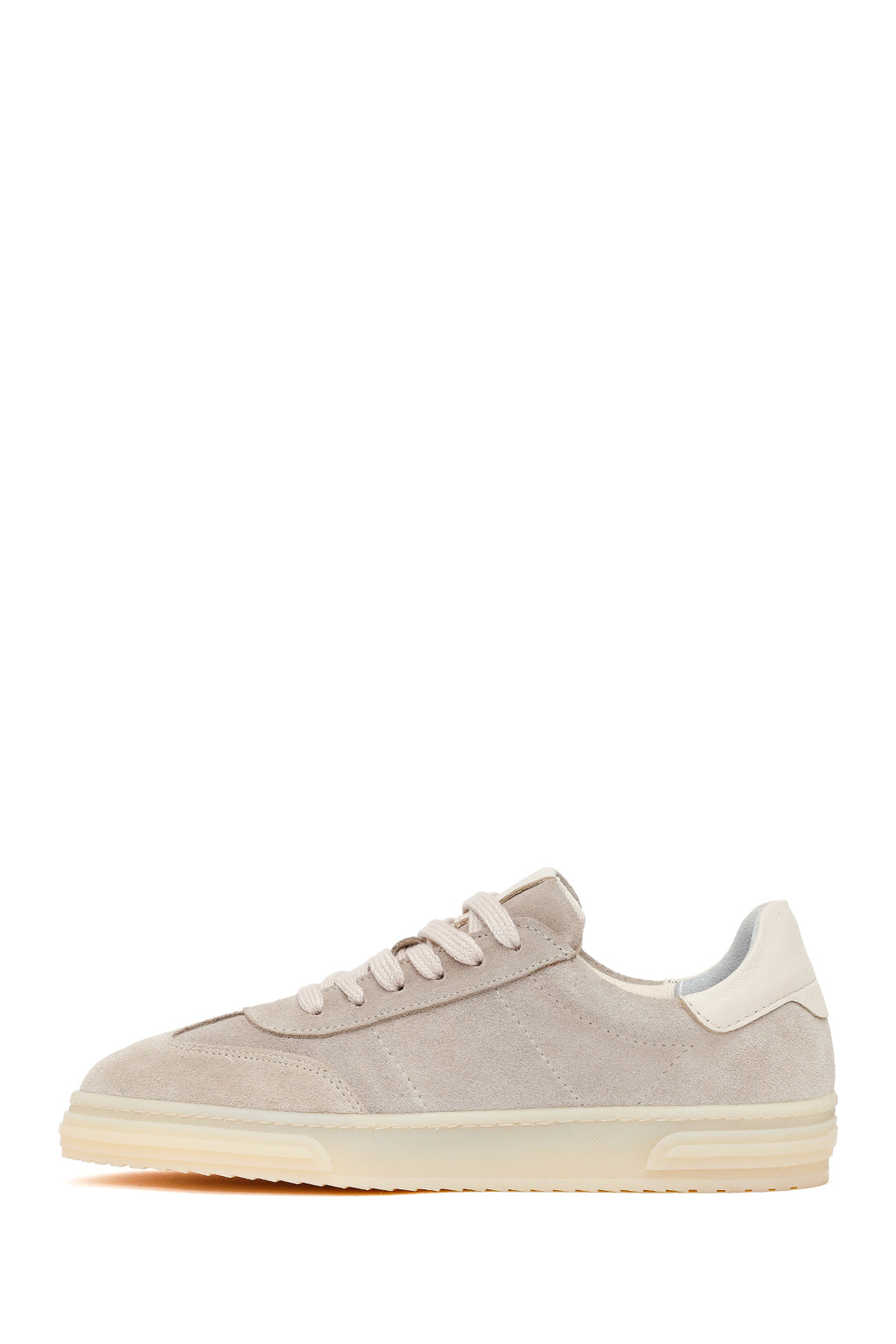 Kadın Bej Bağcıklı Süet Deri Sneaker
