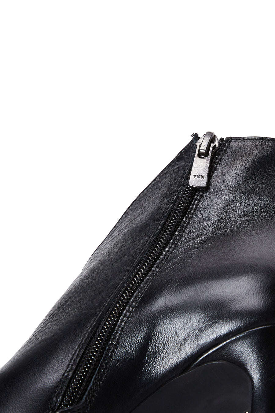 Women's Black Leather Thin High Heeled Bootie