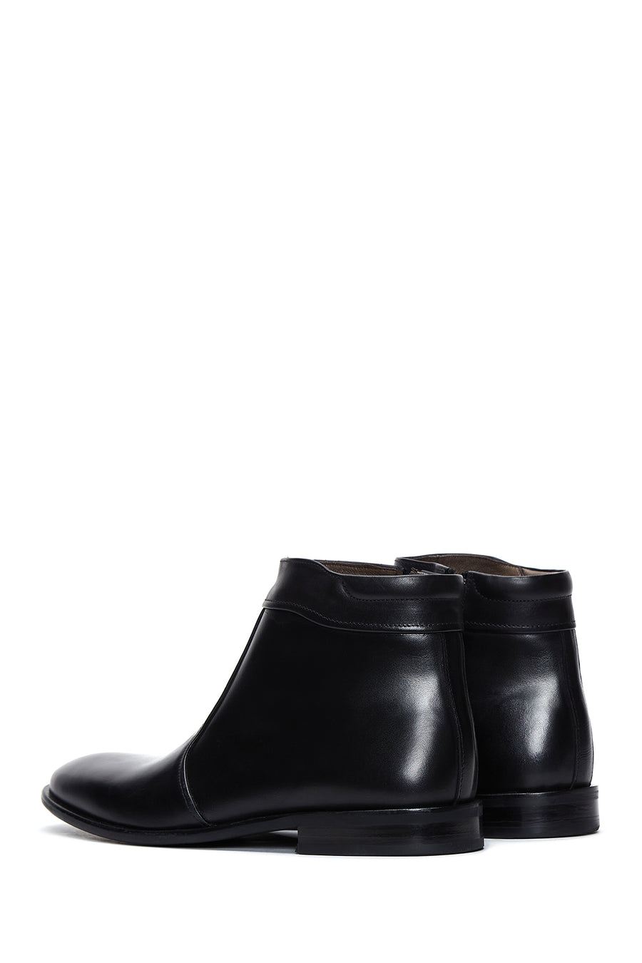 Men's Black Zippered Leather Classic Boots