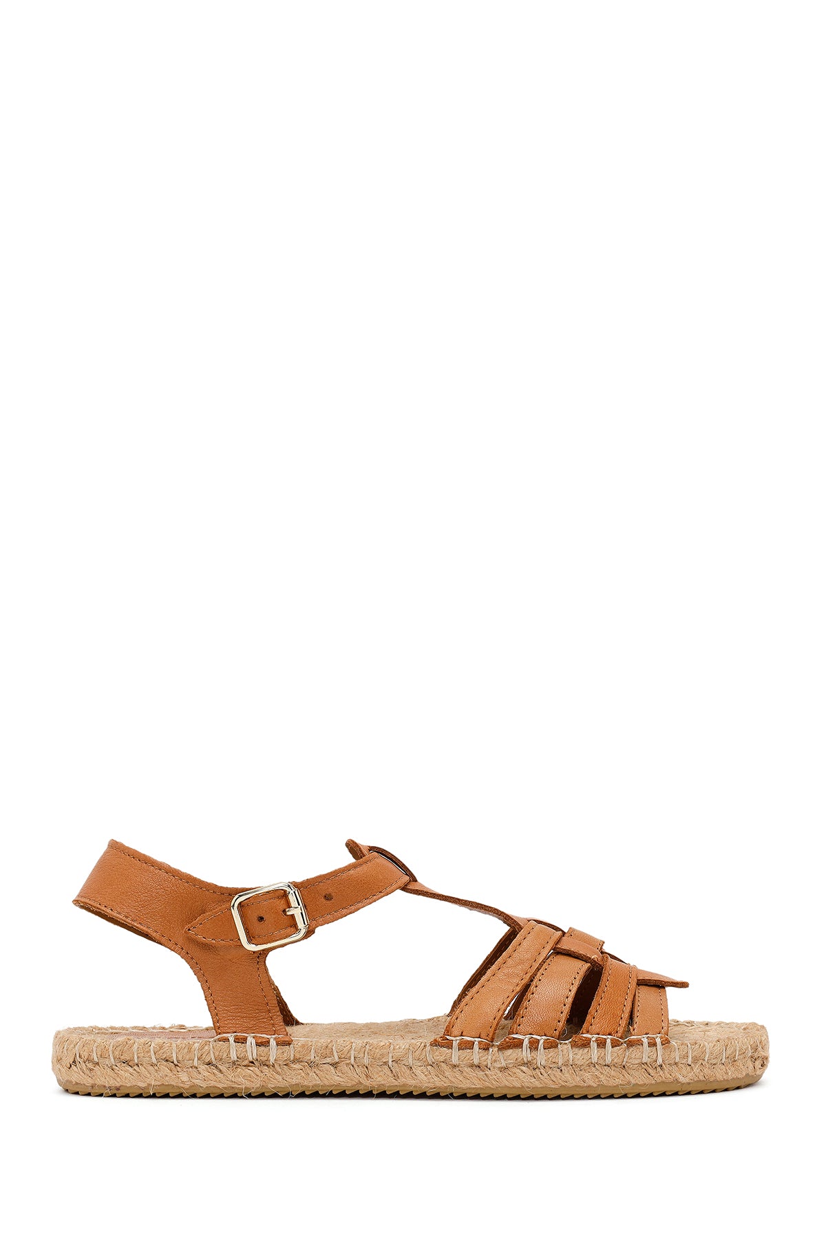 Kadın Taba Bilekten Tokalı Deri Espadril Sandalet 26SFD206518 | Derimod